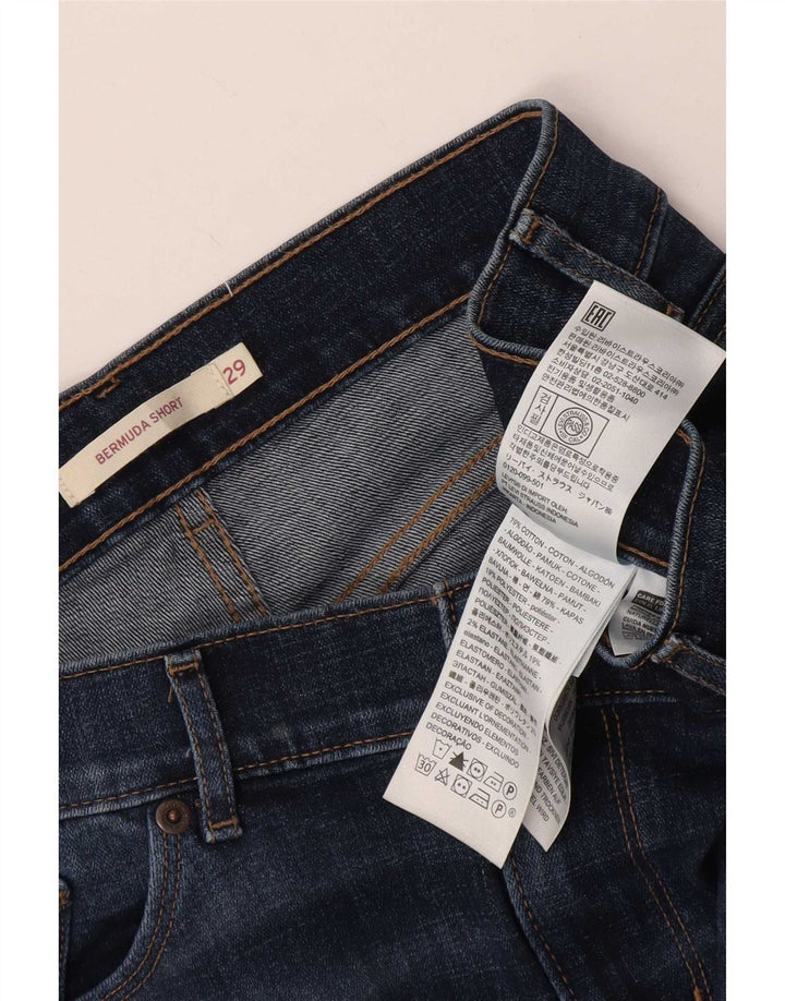 Женские джинсовые шорты-бермуды Levi's W29, хлопковые, среднего синего цвета
