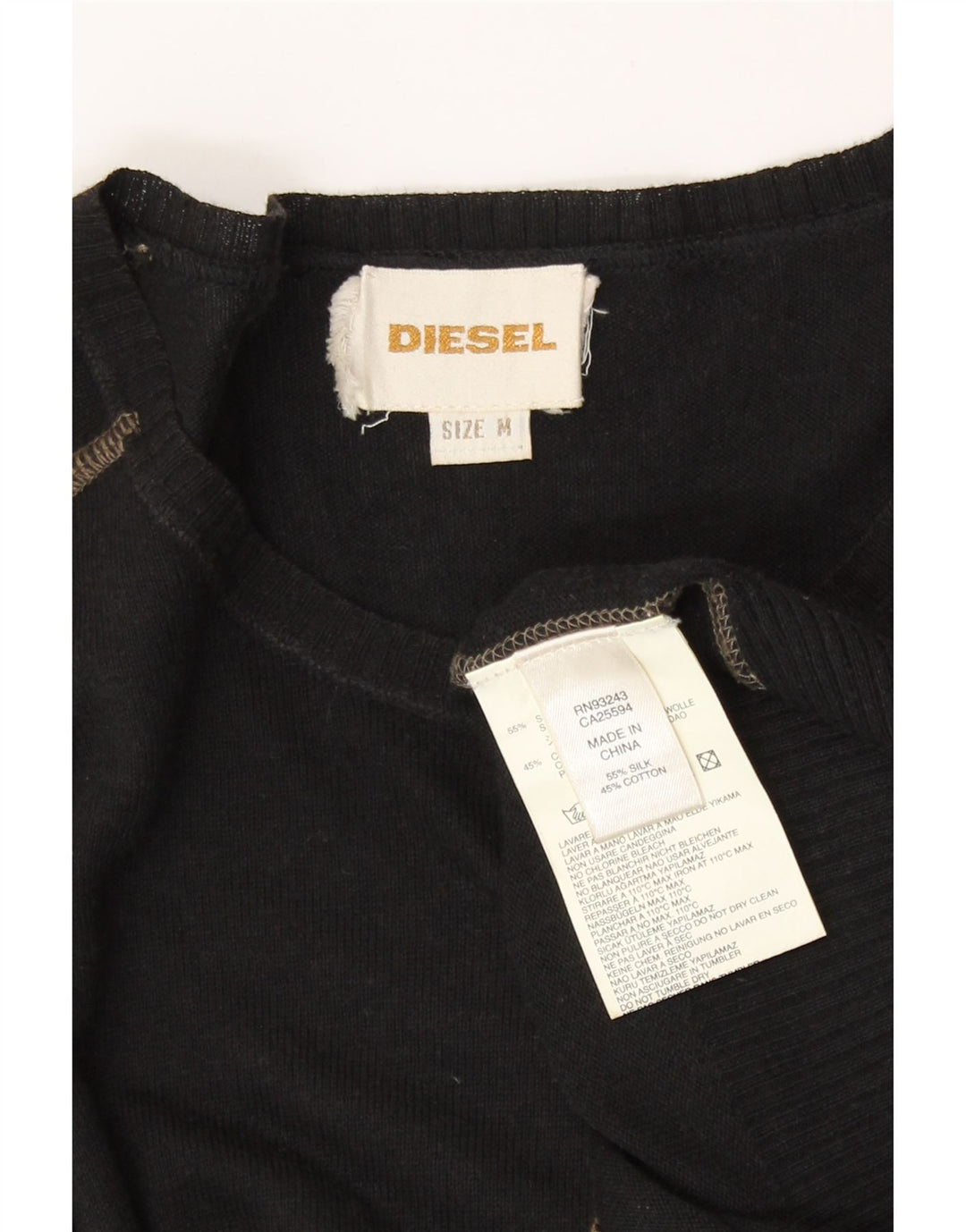 Мужской джемпер с вырезом лодочкой Diesel, средний шелковый свитер в черную полоску