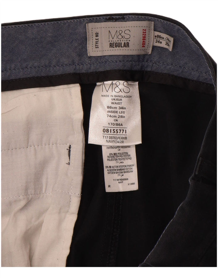 Мужские брюки-чиносы Marks & Spencer W34 L29 темно-синего цвета, хлопок
