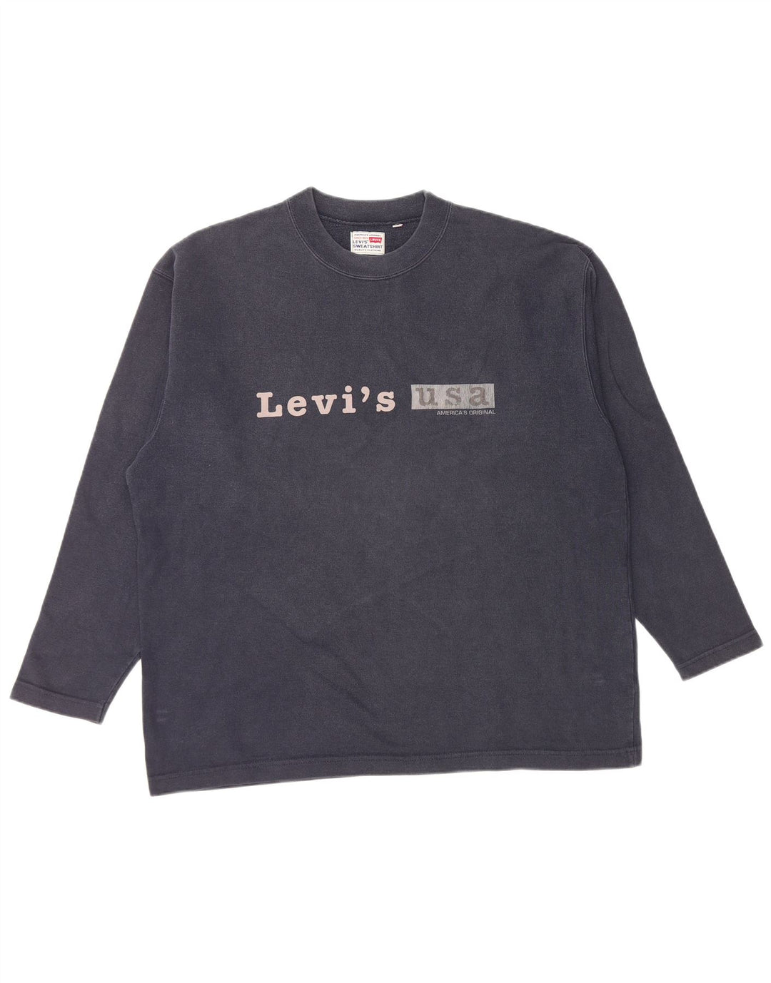 Мужской свитшот с рисунком LEVI'S, большой размер, темно-синий, хлопок