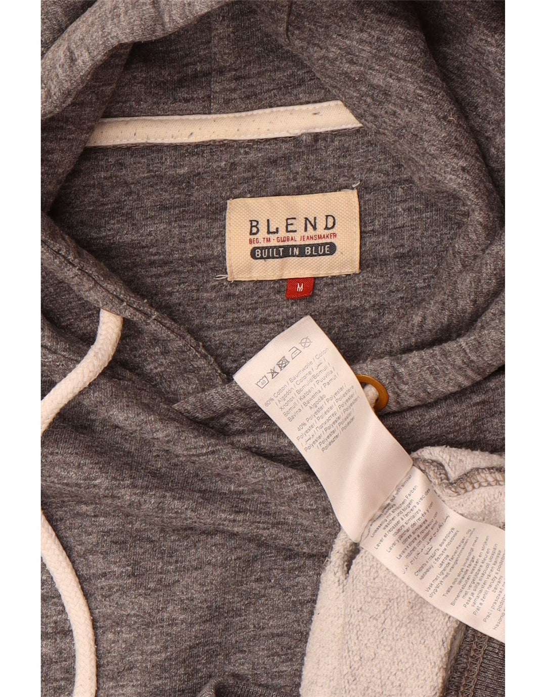 BLEND Mens Hoodie Jumper Medium Grey Flecked Cotton
