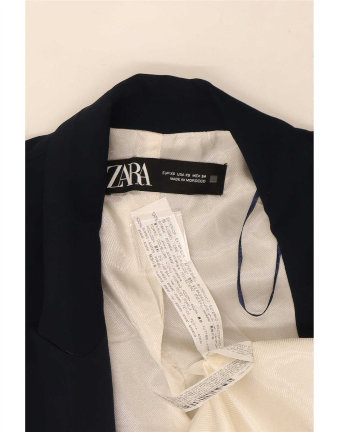 Женский пиджак с открытыми рукавами 3/4 Zara UK 6 XS, темно-синий полиэстер