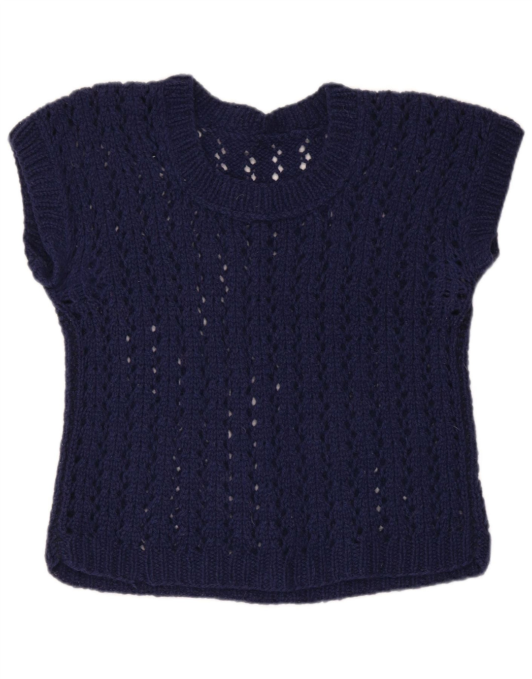 ВИНТАЖНЫЙ женский укороченный джемпер с вырезом лодочкой, Великобритания 12, средний темно-синий