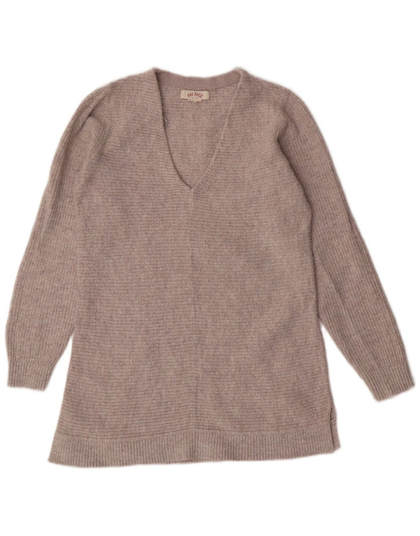 Женский длинный джемпер с V-образным вырезом FAT FACE, маленький серый хлопковый свитер, Великобритания 10