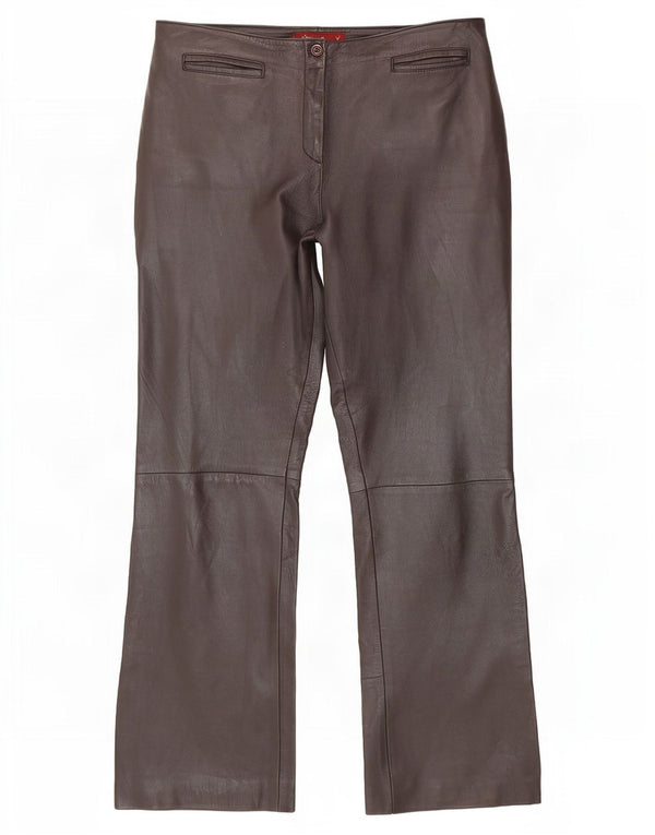 Женские кожаные брюки Olly & Co Bootcut UK 14, большие W34 L30, коричневые