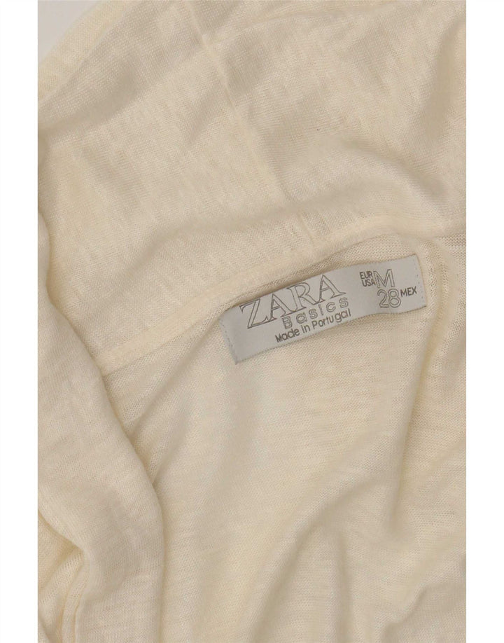 Женский укороченный открытый кардиган Zara UK 12, средний, белый цвет