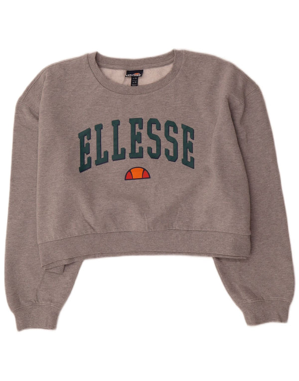 Женский укороченный свитшот Ellesse большого размера с рисунком, Великобритания 14, большой серый цвет