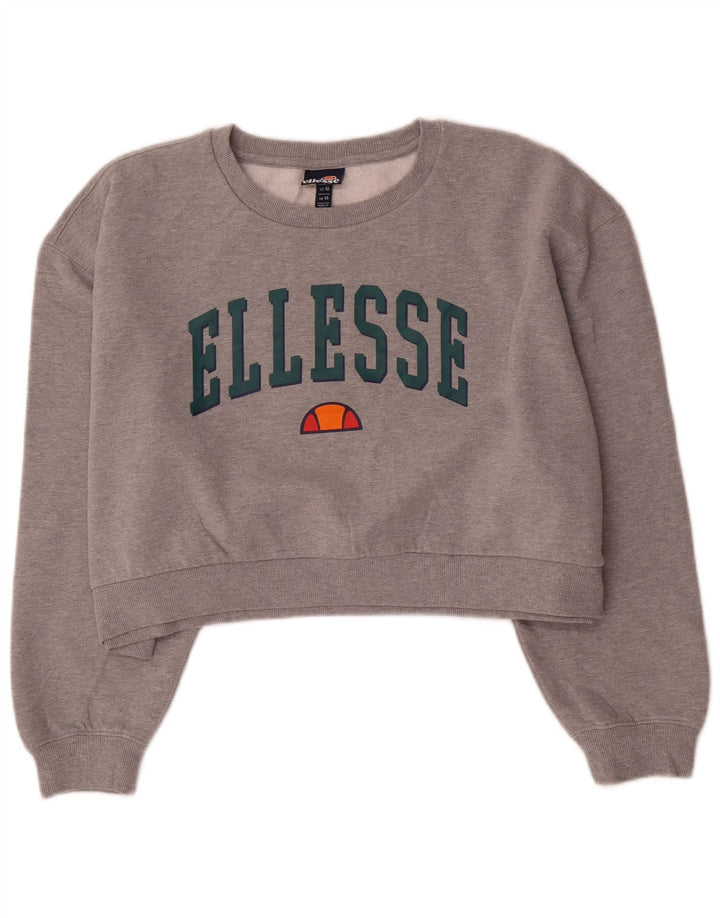 Женский укороченный свитшот Ellesse большого размера с рисунком, Великобритания 14, большой серый цвет