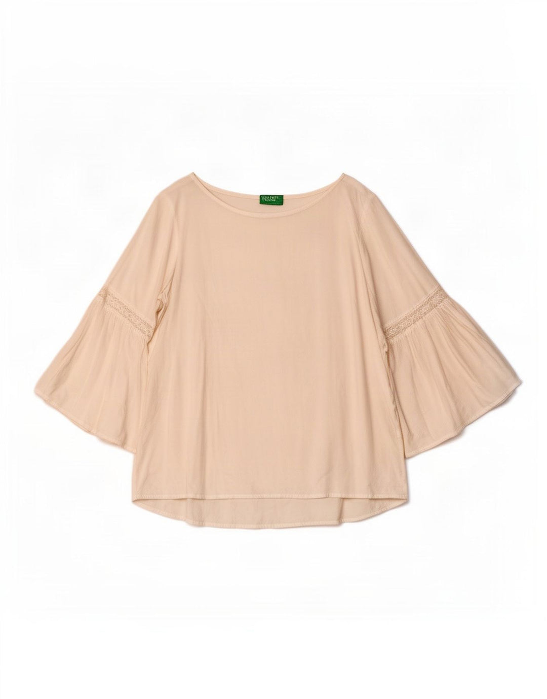 Женская блузка с рукавом 3/4 Benetton, Великобритания 14, средний белый, вискоза