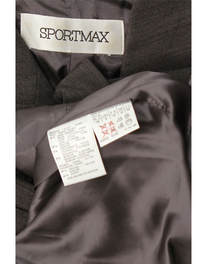 Женский двубортный пиджак Sportmax UK 12, средний серый в полоску