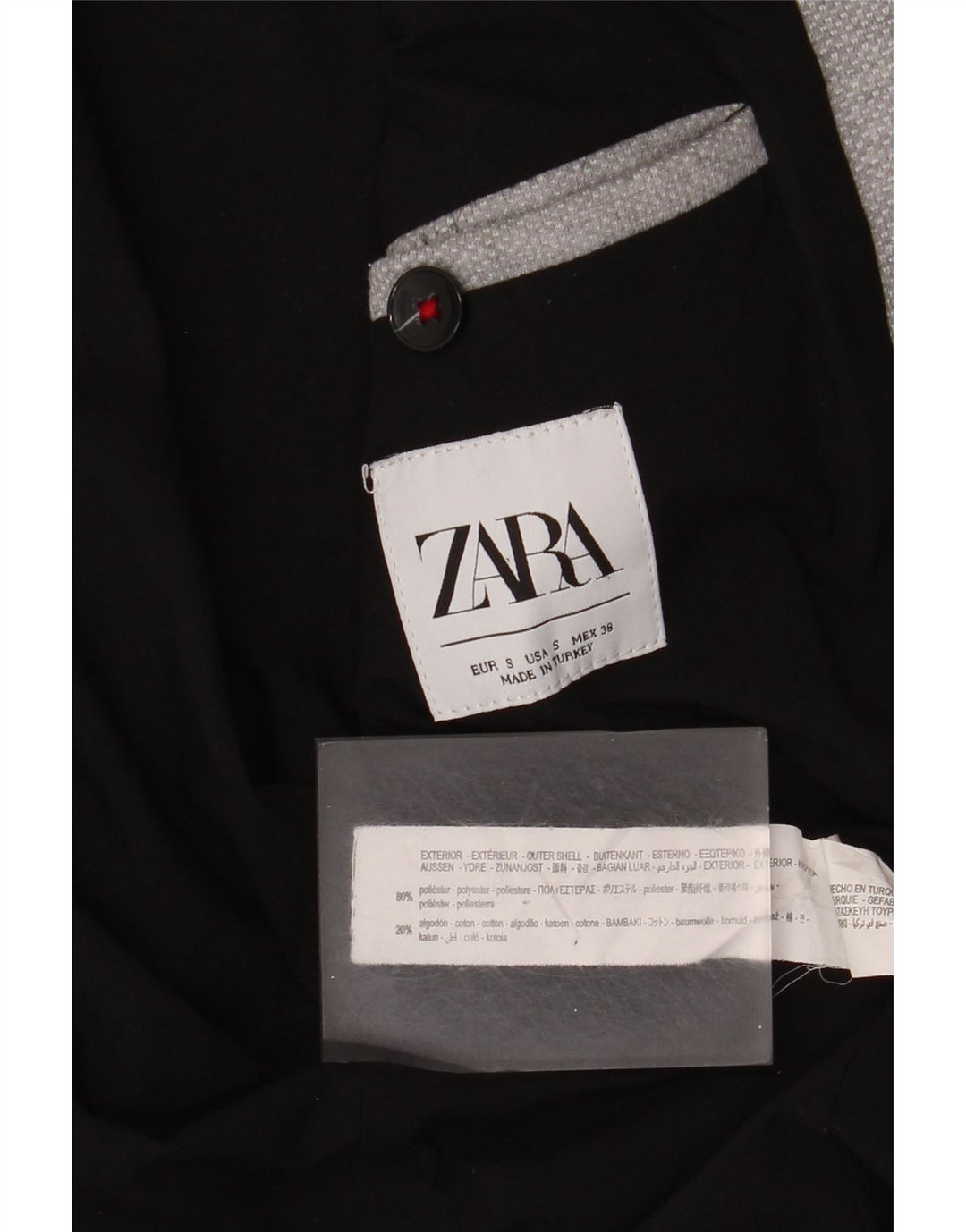 Мужской пиджак Zara на 2 пуговицах, Великобритания 36, маленький серый полиэстер