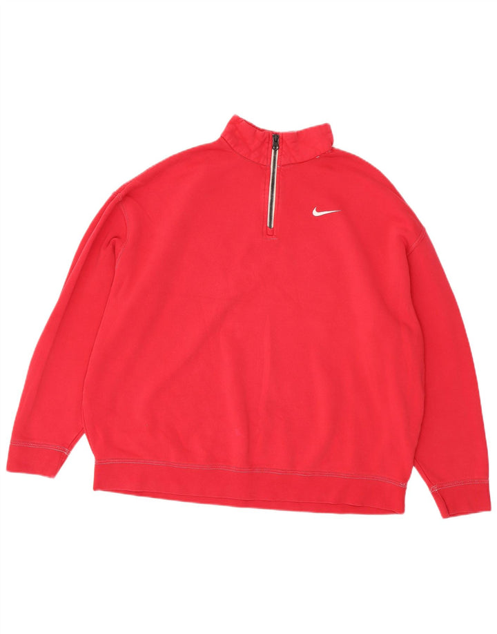 Женский свободный свитшот с воротником на молнии Nike UK 14, хлопковый средний розовый цвет