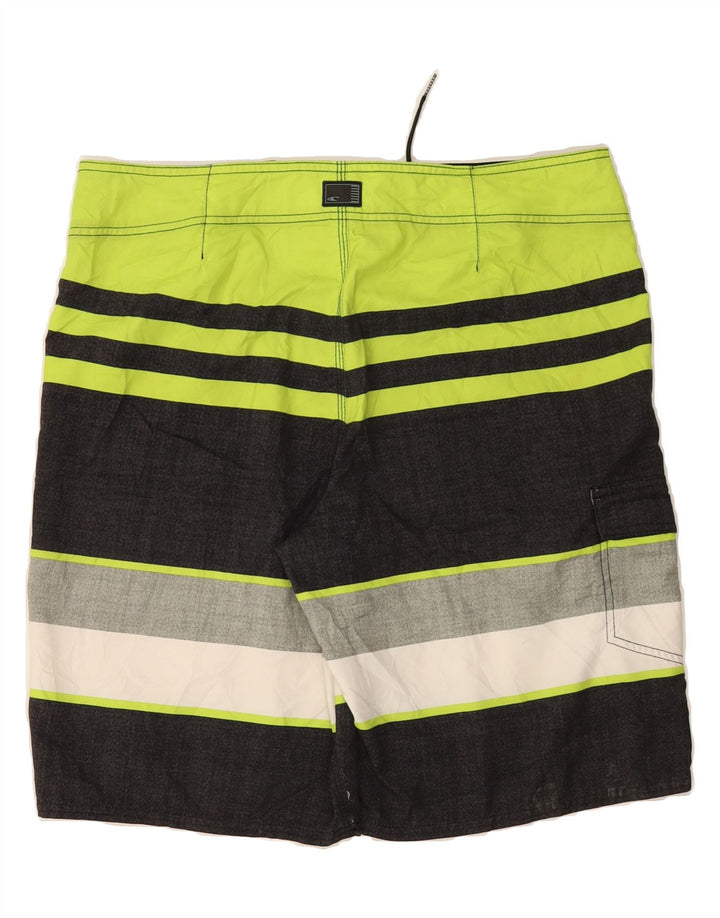 O'NEILL Mens Swimming Shorts Large  Black Striped Polyester Vintage O'Neill and Second-Hand O'Neill from Messina Hembry 