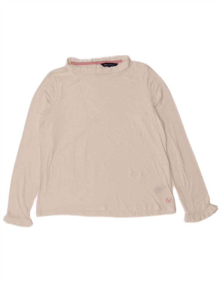 Crew Clothing Женский топ с длинным рукавом UK 12 Средний белый модал
