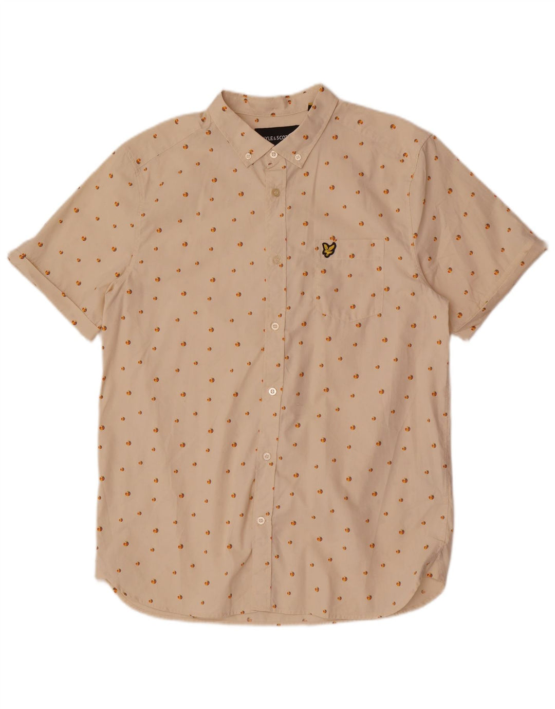 Мужская рубашка с коротким рукавом Lyle & Scott, большой размер, бежевый, пятнистый хлопок