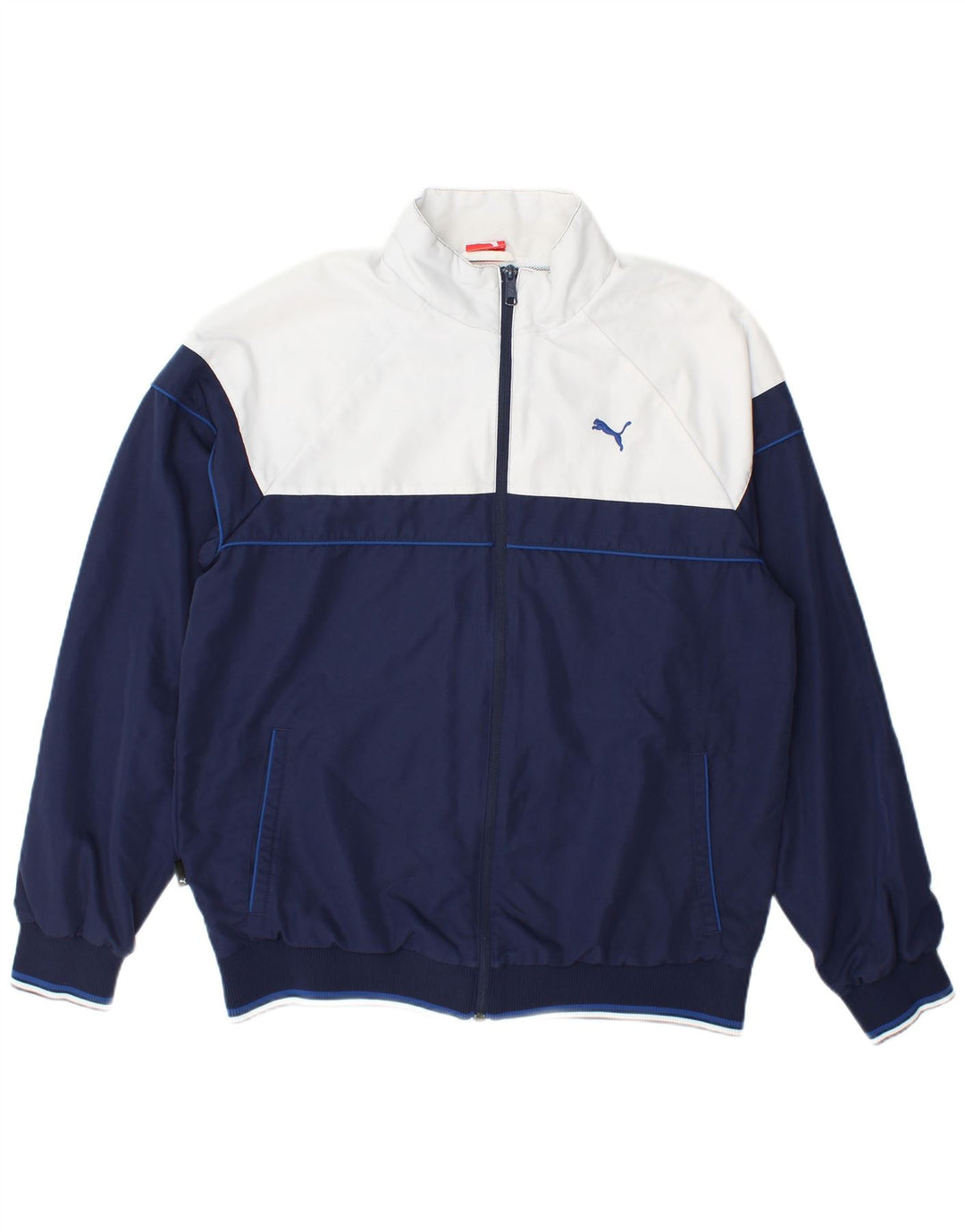 Мужской спортивный костюм Puma, большая куртка из полиэстера с цветными блоками темно-синего цвета