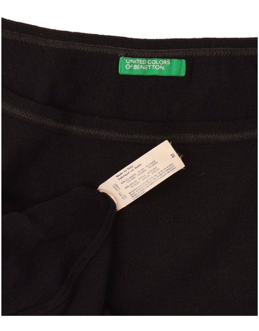 BENETTON Womens Crop Vest Top UK 12 Medium Black Polyamide