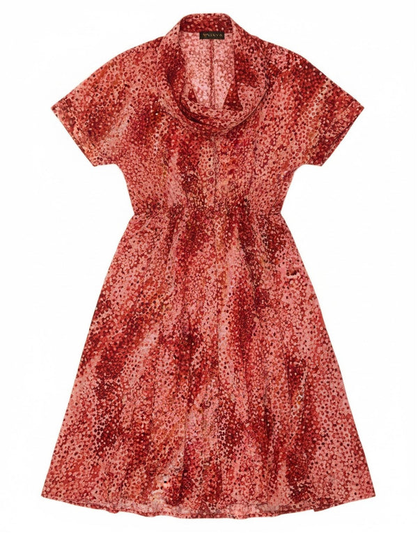 Винтажное женское платье А-силуэта IT 50 XL бордовое в пятнистом цвете