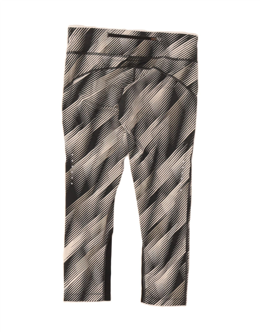 NIKE Womens Dri Fit Capri Leggings UK 10 Small  Black Striped Polyester Vintage Nike and Second-Hand Nike from Messina Hembry 