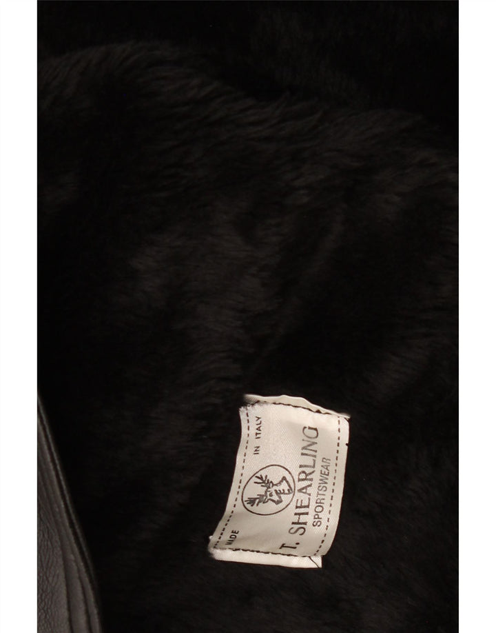 Винтажная мужская короткая дубленка IT 38 Medium Black Shearling