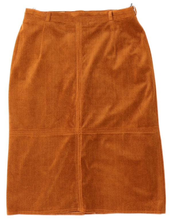 Винтажная женская велюровая прямая юбка среднего размера W28, коричневый полиэстер