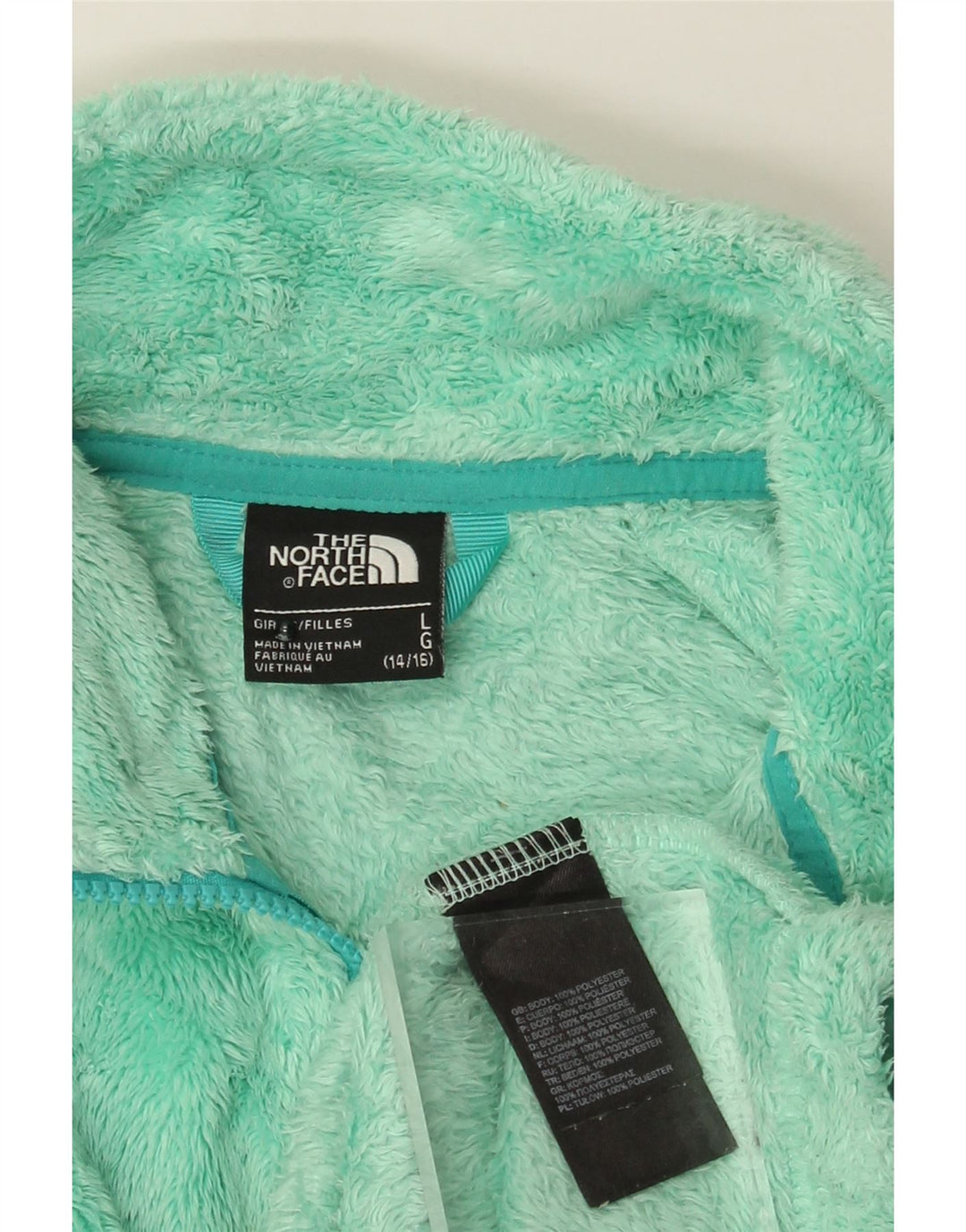 Флисовая куртка The North Face для девочек 14–15 лет, большой размер, бирюзовый полиэстер