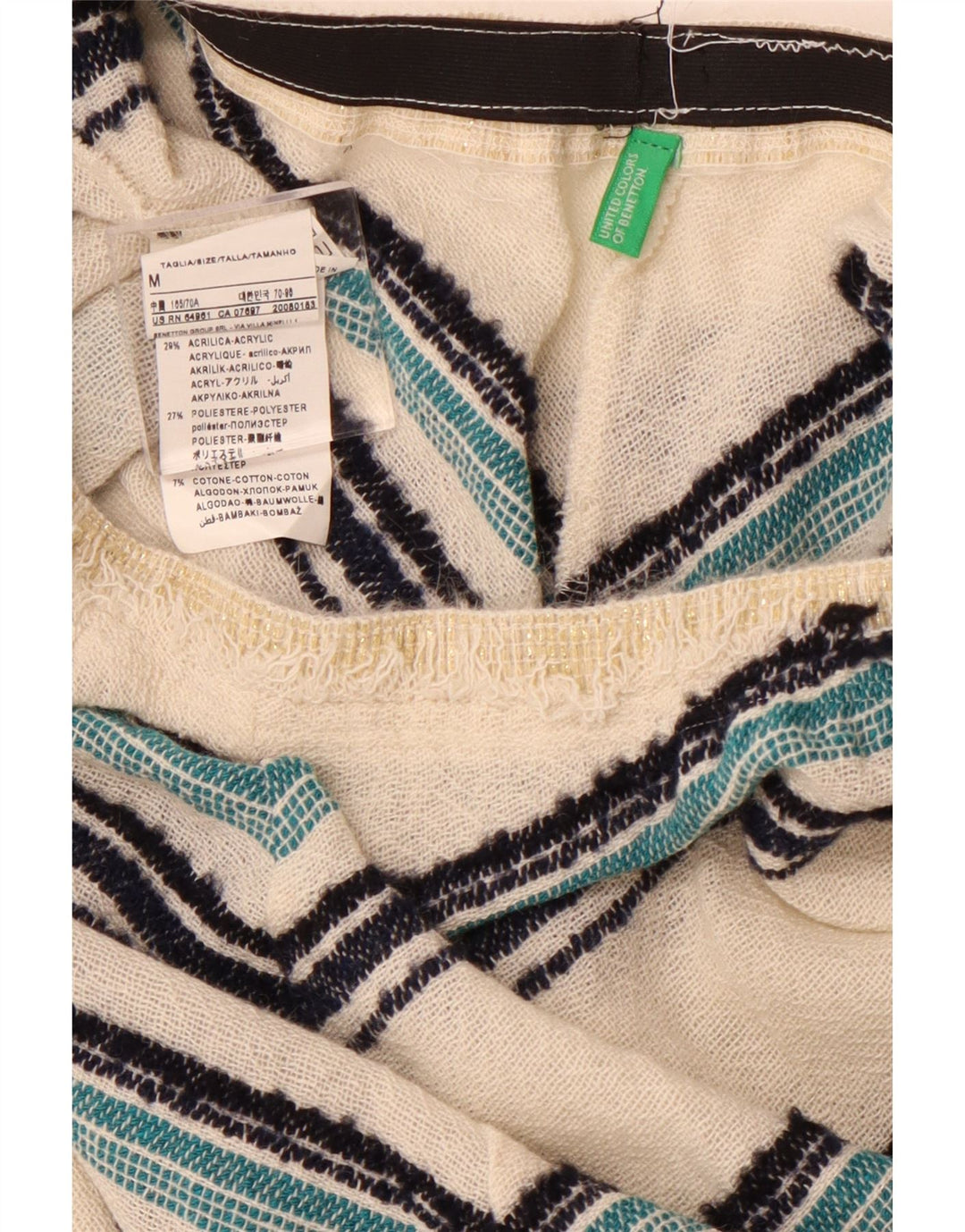 BENETTON Женская юбка-трапеция с высокой талией среднего размера W28 Off White Chevron Wool
