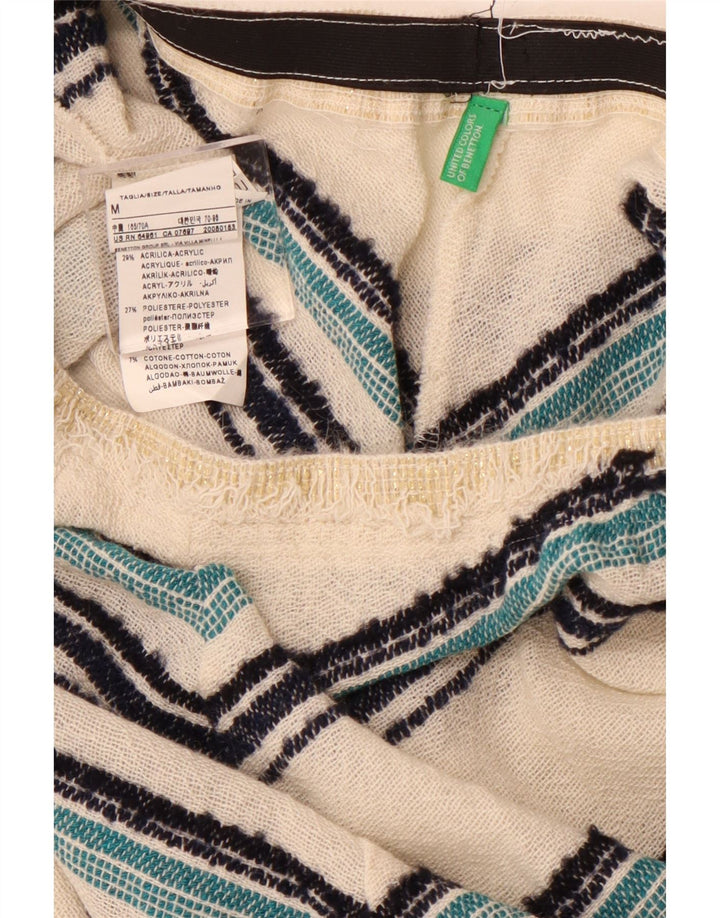BENETTON Женская юбка-трапеция с высокой талией среднего размера W28 Off White Chevron Wool