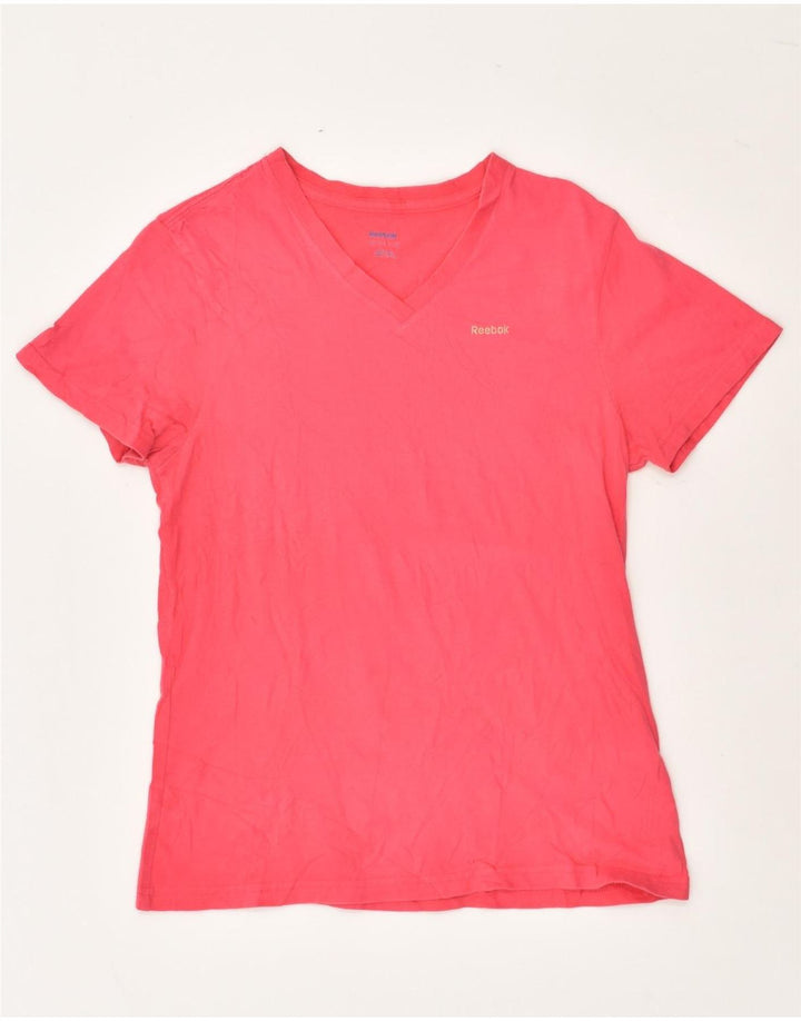 REEBOK Womens T-Shirt Top UK 12 Medium Red Cotton | Vintage Reebok | Thrift | Second-Hand Reebok | Used Clothing | Messina Hembry 