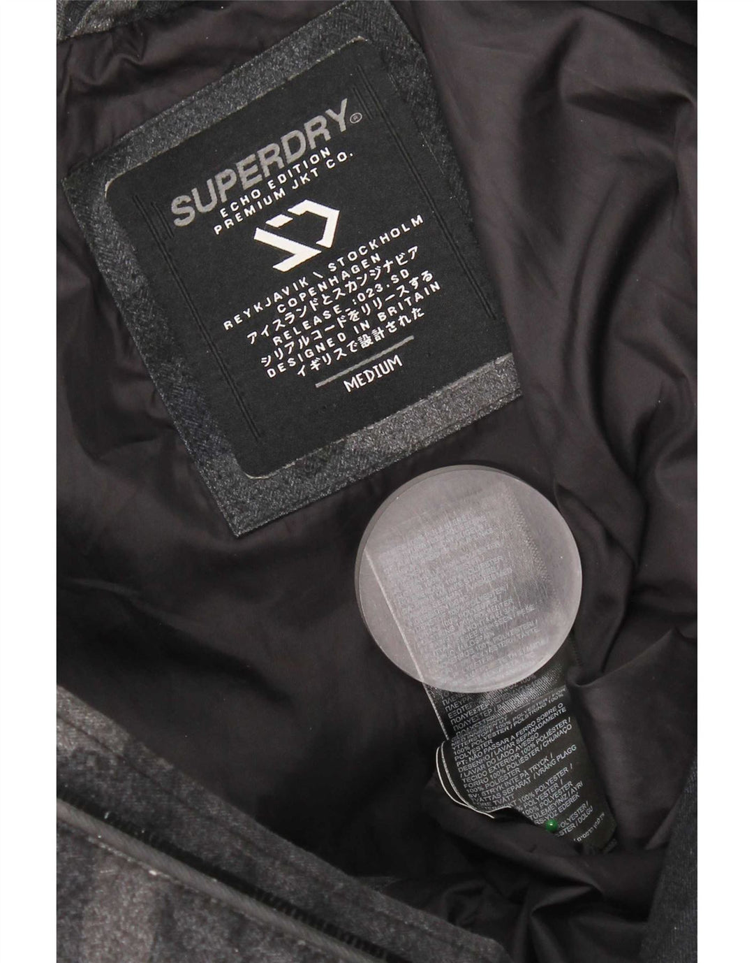 Мужская утепленная куртка с капюшоном Superdry UK 38, средний черный камуфляжный полиэстер