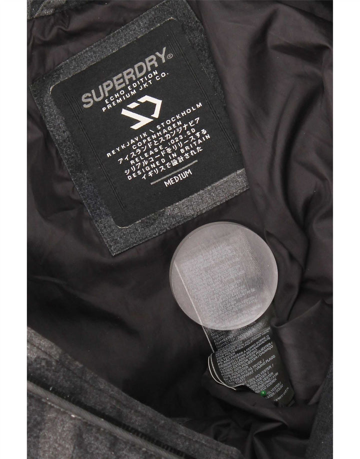 Мужская утепленная куртка с капюшоном Superdry UK 38, средний черный камуфляжный полиэстер