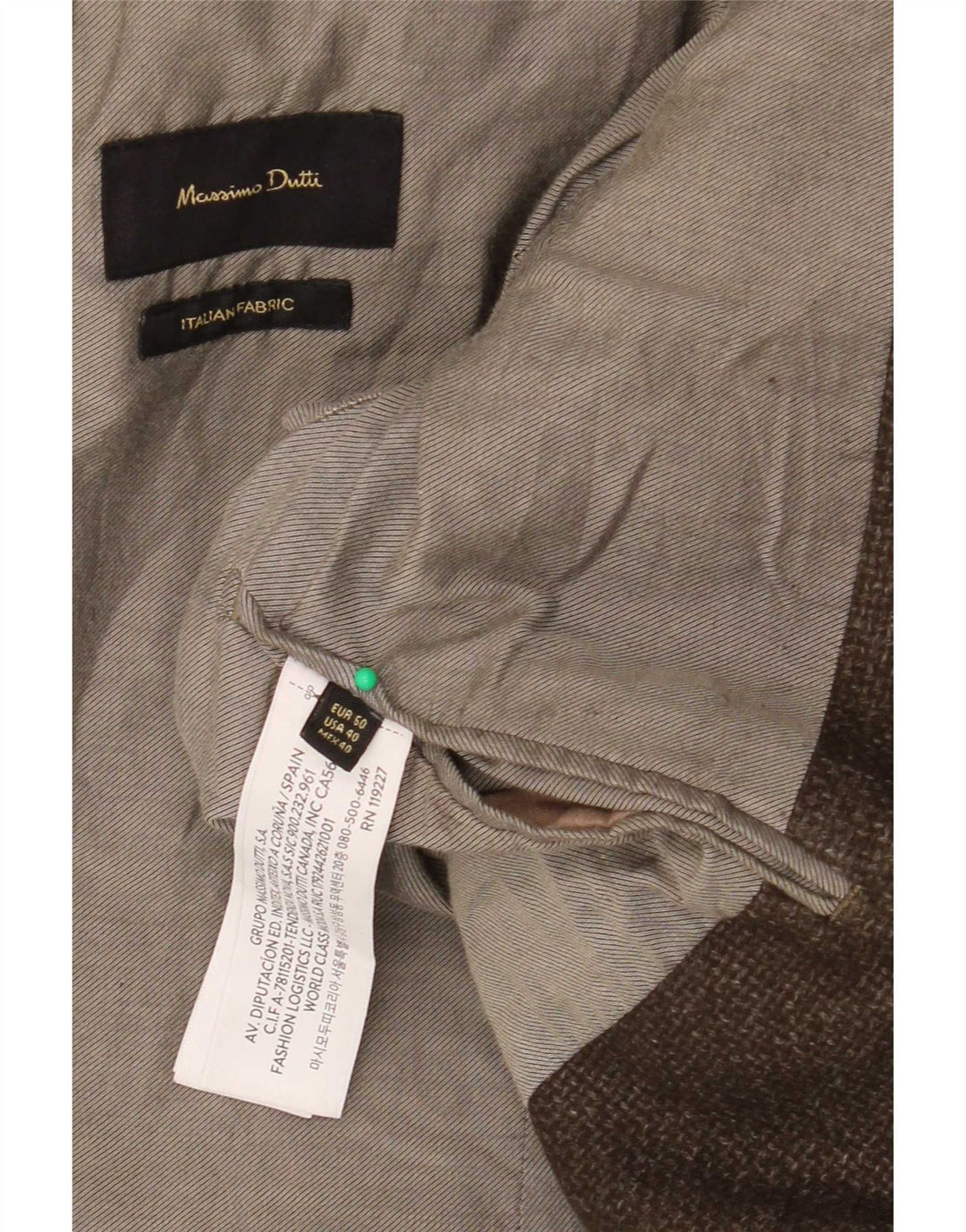 Мужской пиджак Massimo Dutti на 2 пуговицах EU 50, средний коричневый, шерсть