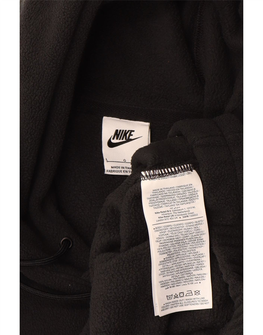 Мужской флисовый джемпер Nike с капюшоном, большой черный, полиэстер