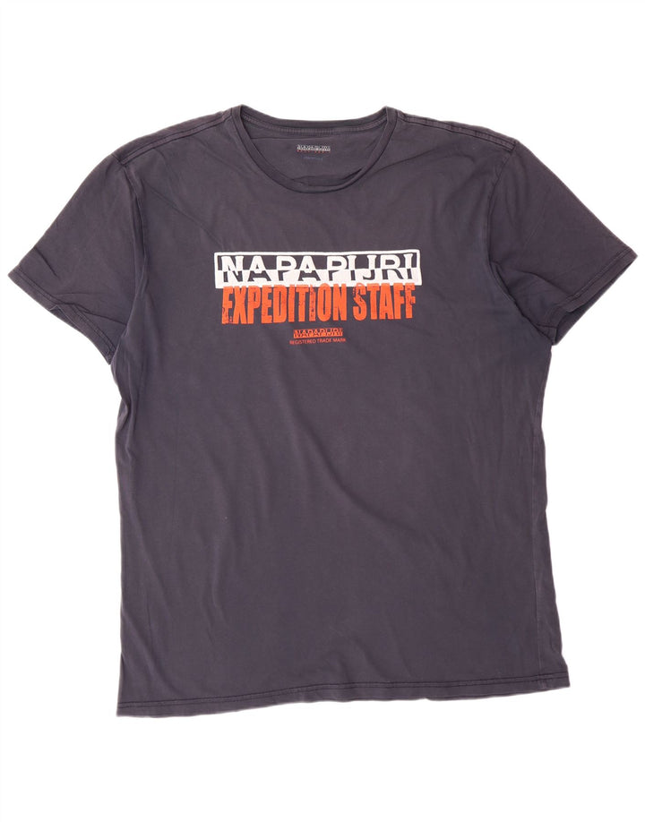 NAPAPIJRI Мужская футболка с географической графикой, топ 3XL, темно-синий, хлопок