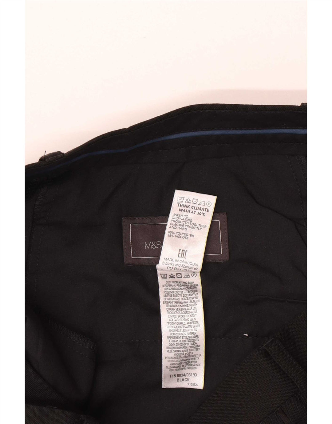 Мужские брюки узкого кроя Marks & Spencer W34 L31, черный полиэстер