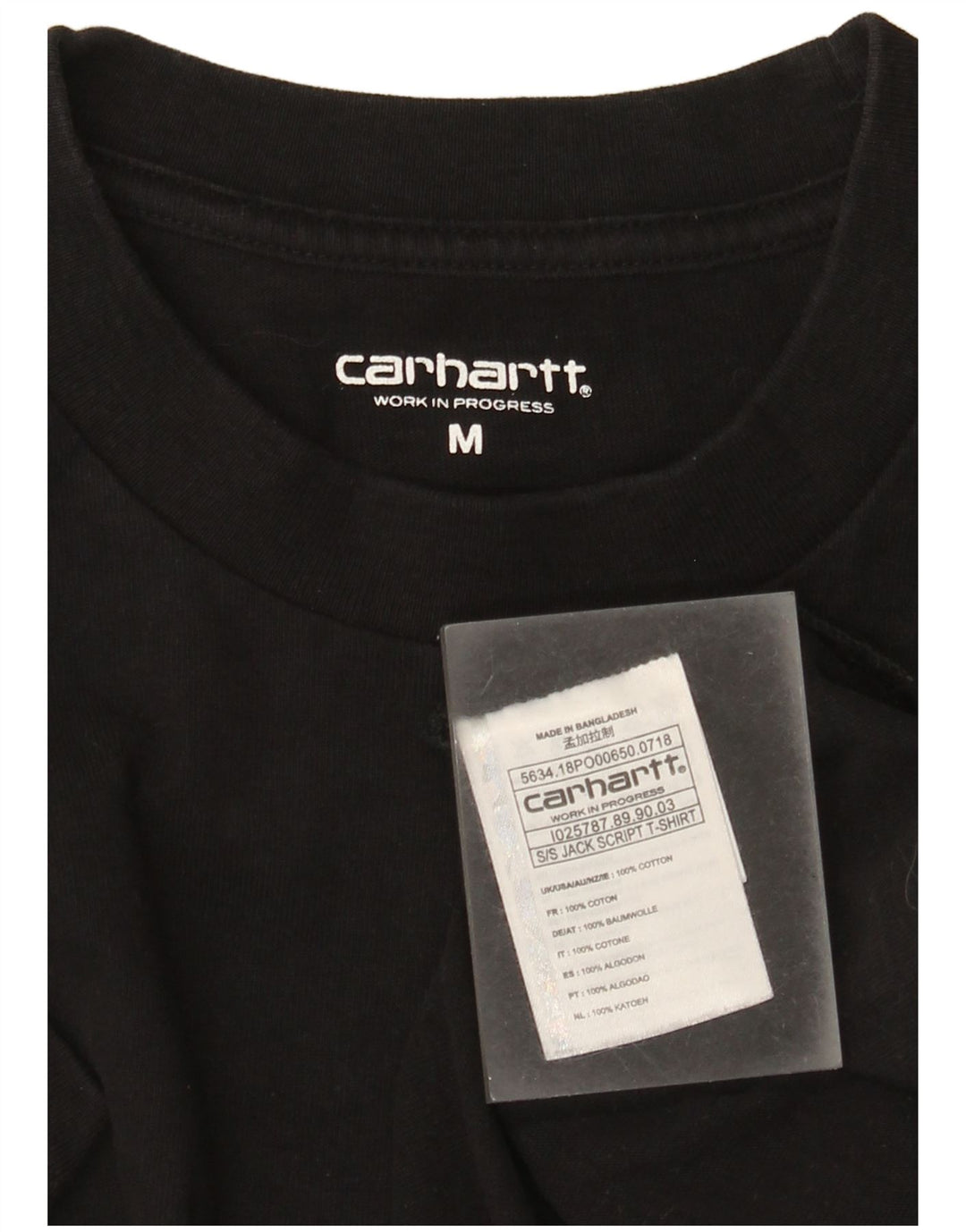 Мужская футболка с рисунком Carhartt из хлопка среднего размера, черная