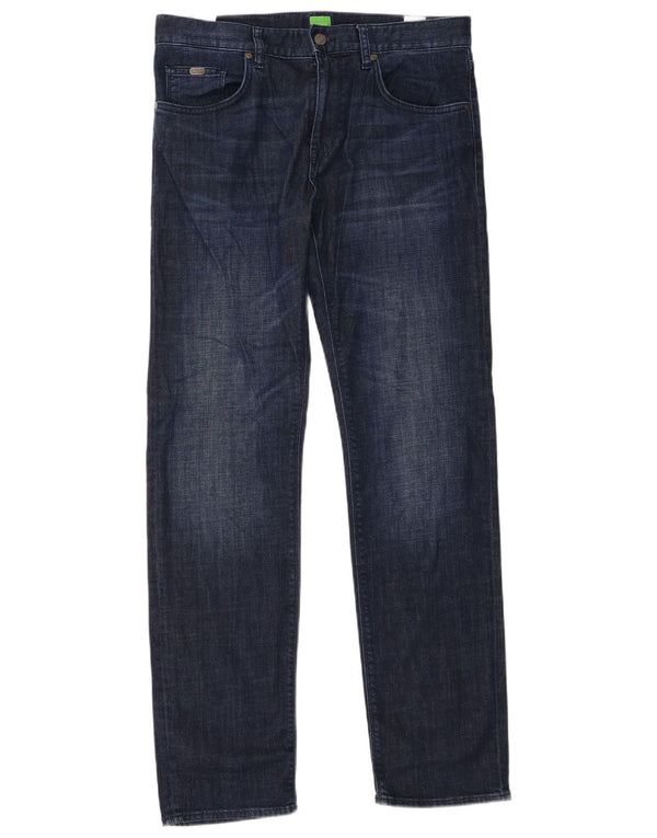Мужские прямые джинсы Hugo Boss W32 L32 темно-синие, хлопок