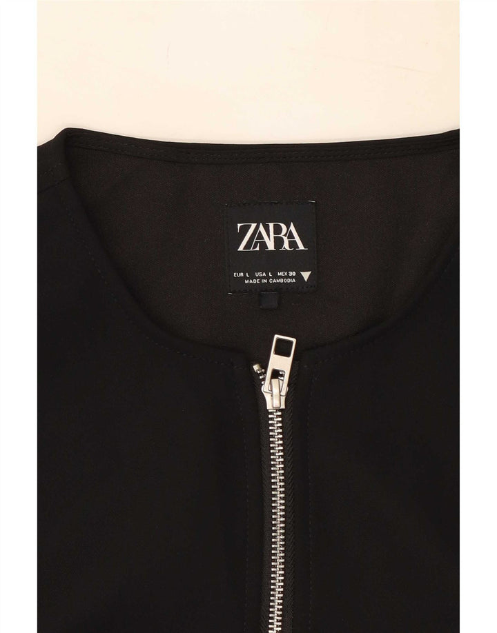 Женский укороченный жилет Zara UK 16, большой черный полиэстер