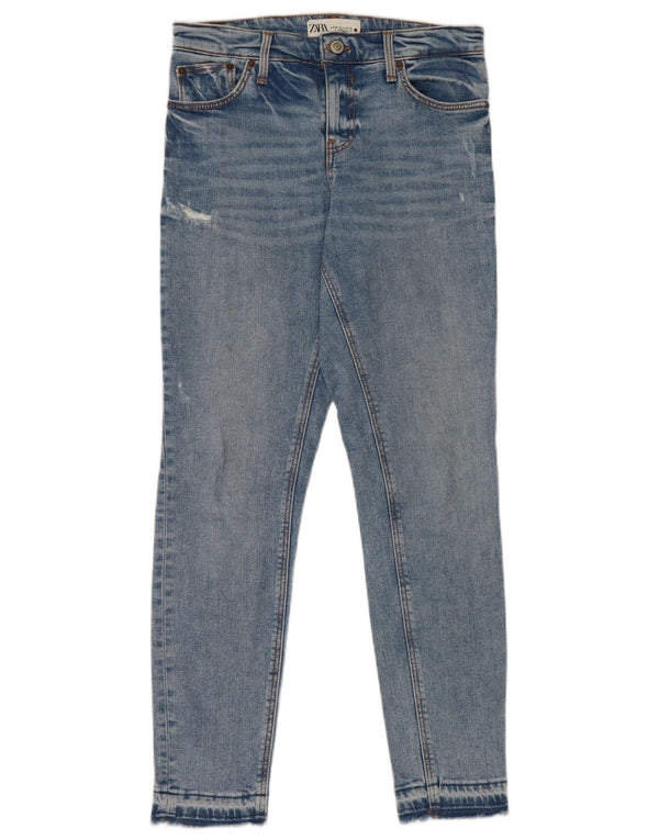 Женские потертые джинсы скинни Zara EU 36 XS W26 L28, синий хлопок