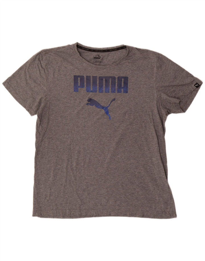 Мужская футболка с рисунком Puma XL, серый хлопок с крапинками