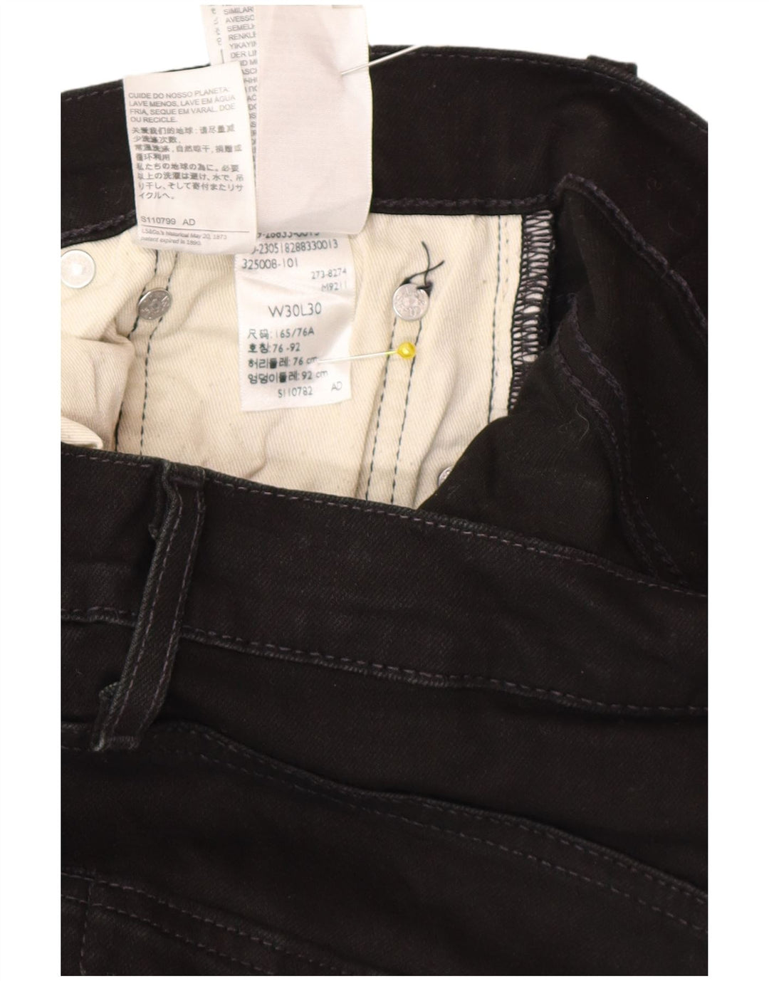 Мужские узкие джинсы Levi's W30 L30, черный хлопок