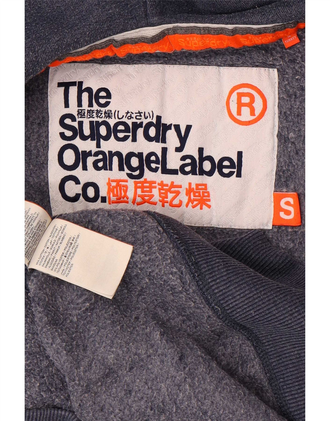 Мужской свитер с капюшоном на молнии Superdry, маленький синий, хлопок