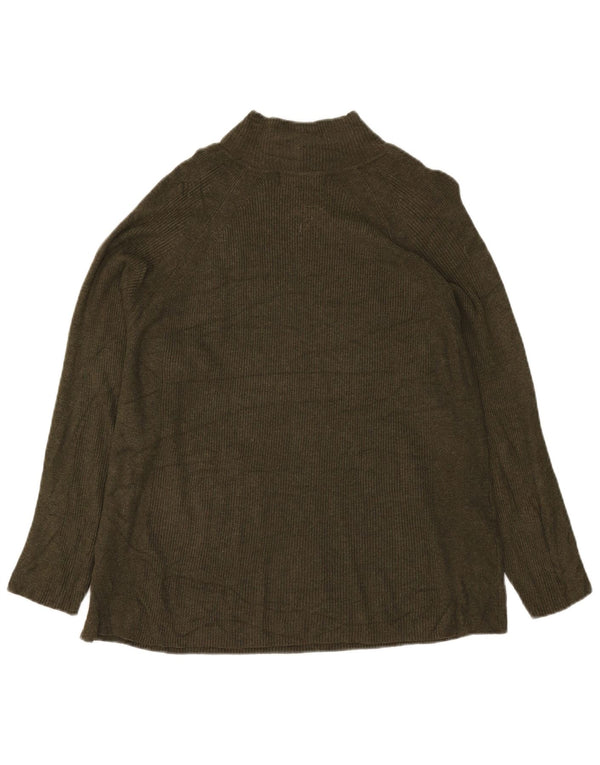 Женский джемпер с высоким воротником Marks & Spencer, Великобритания 20, 2XL, хаки, вискоза