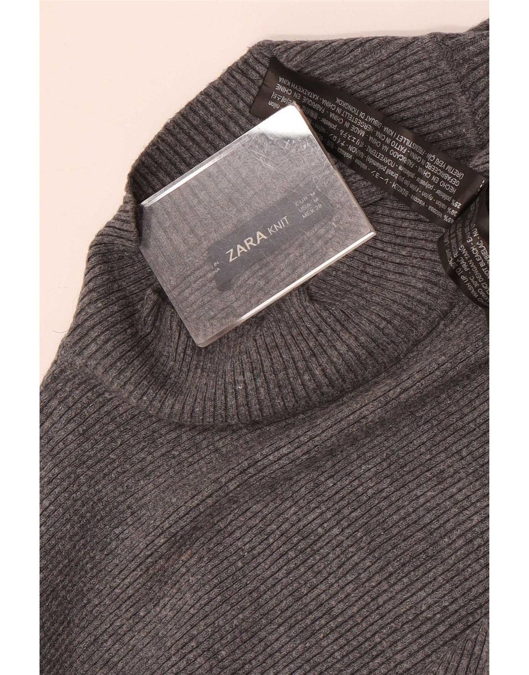 Женский укороченный джемпер с высоким воротником «летучая мышь» Zara UK 14, средний серый цвет