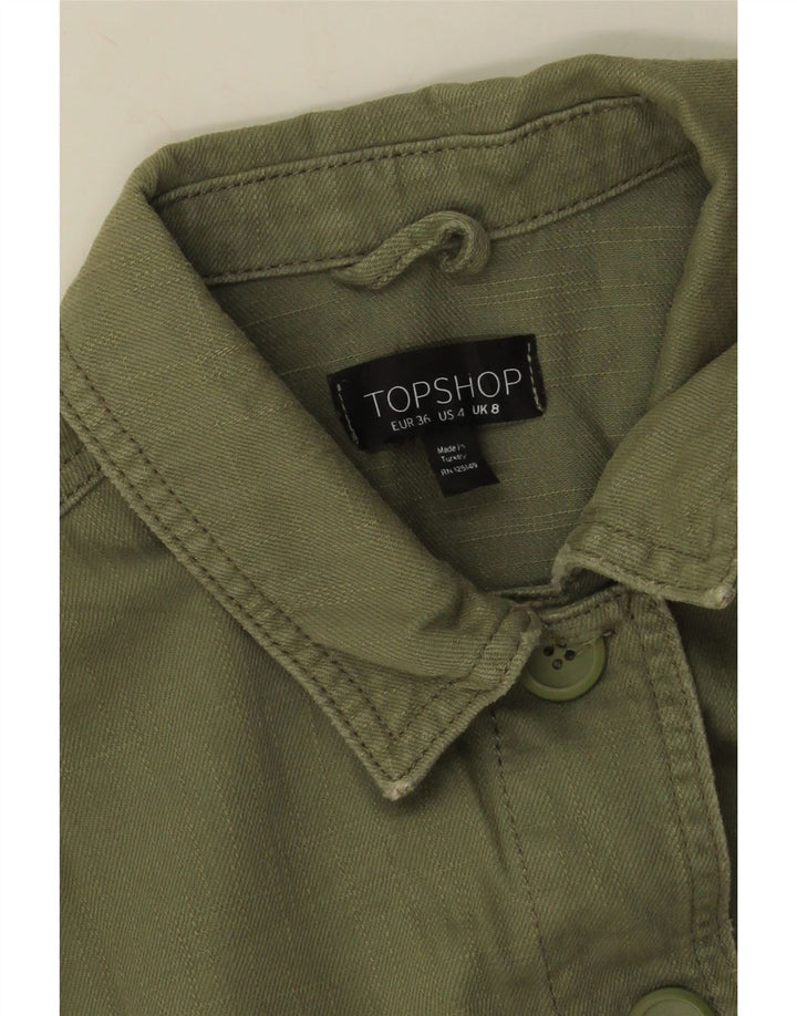 Женская куртка Topshop UK 8, маленький цвет хаки, хлопок