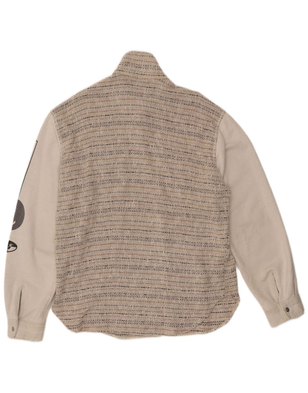 Мужская куртка-бомбер VINTAGE с графическим рисунком UK 44 2XL, бежевая полосатая шерсть