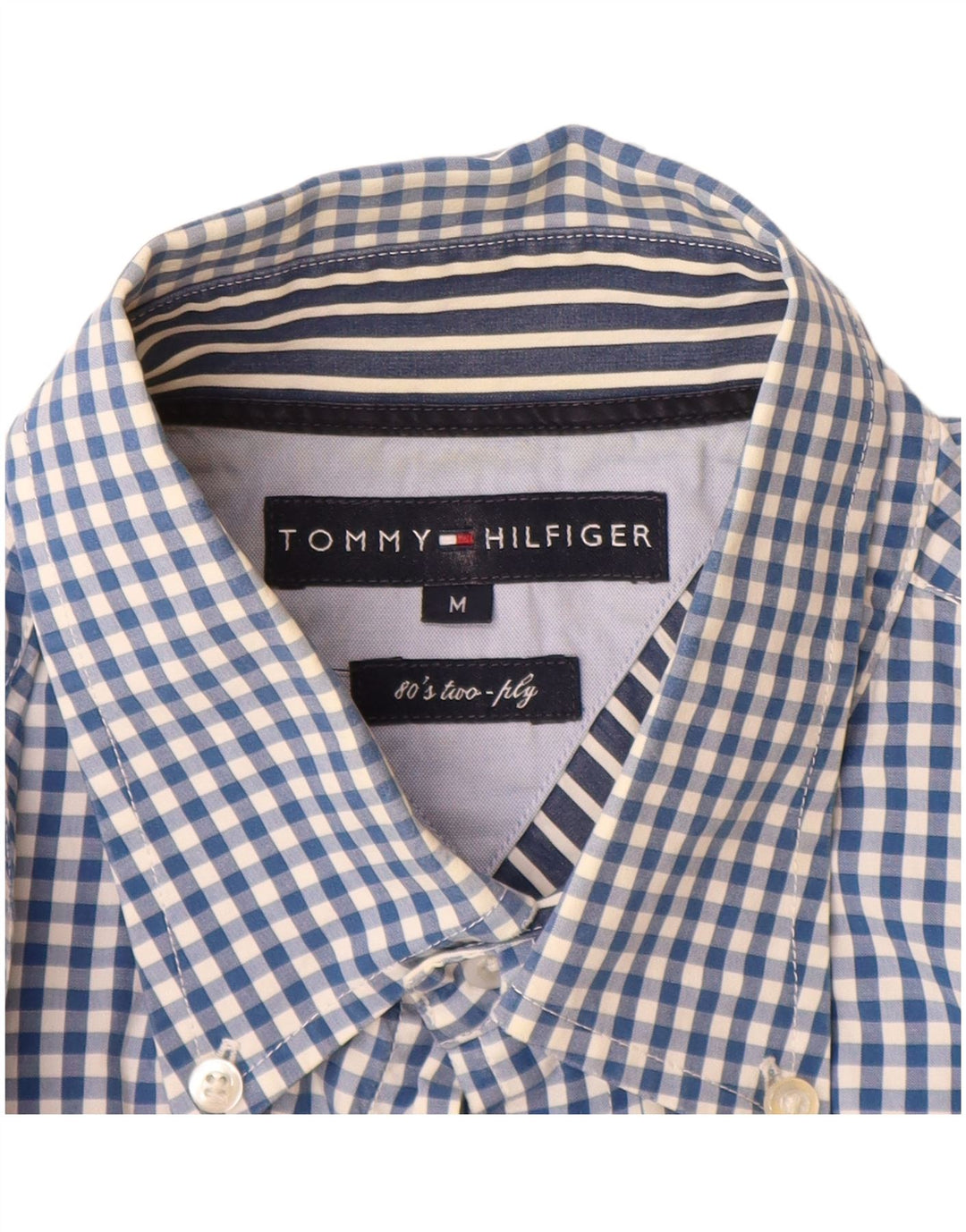Мужская рубашка в клетку Tommy Hilfiger, хлопковая клетка среднего синего цвета