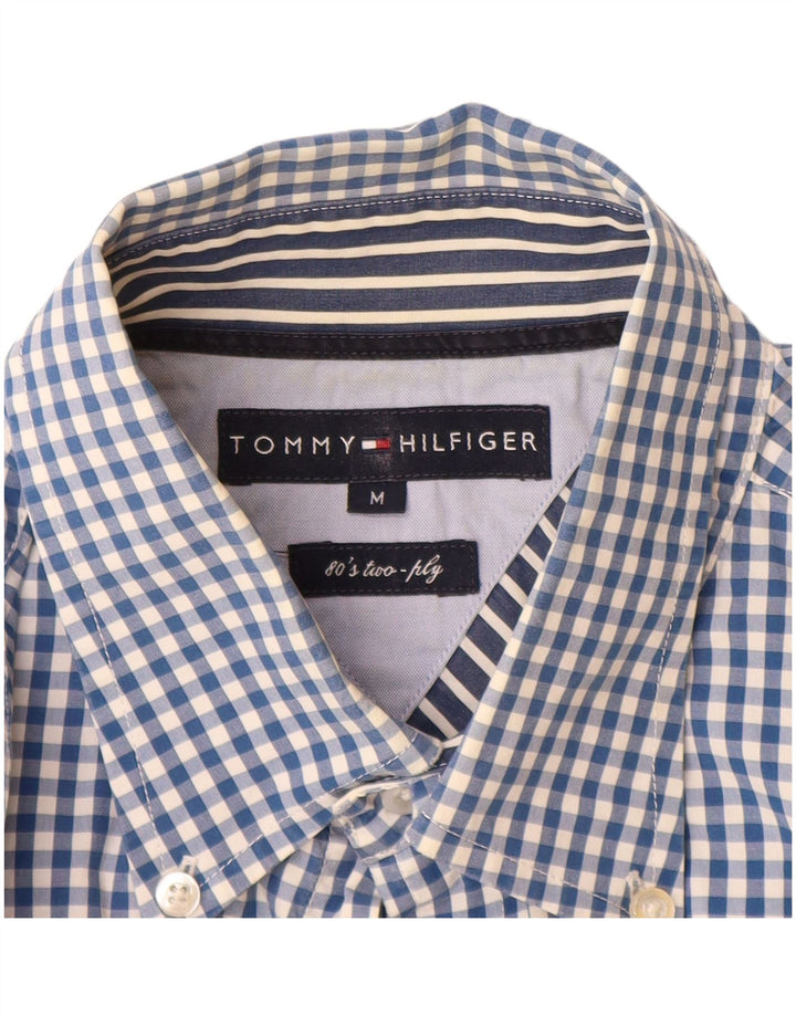Мужская рубашка в клетку Tommy Hilfiger, хлопковая клетка среднего синего цвета