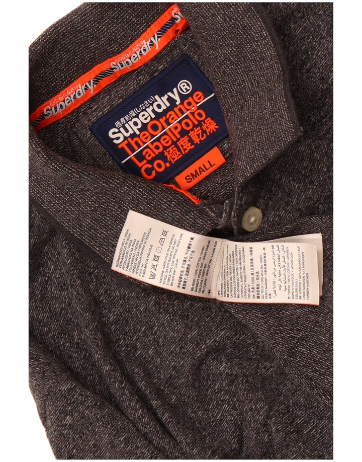 Мужская рубашка-поло Superdry, маленькая серая, хлопковая в крапинку