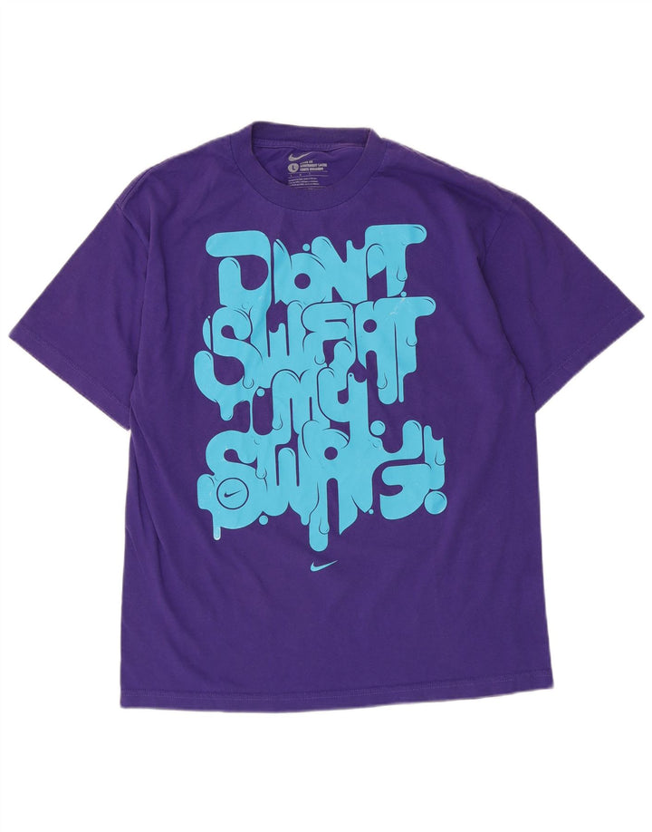 NIKE Mens Graphic T-Shirt Top Large Purple Cotton